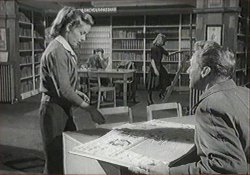 Vera Miles as a library girl with Van Johnson as 'Paul Mathry' in 'Beyond This Place' (1959) [copyright unknown]