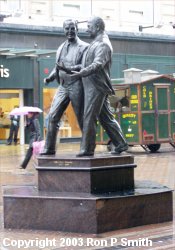 Statue of John Moores with his brother Cecil in Church Street