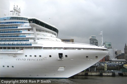 Grand Princess cruise ship at Liverpool's Pier Head