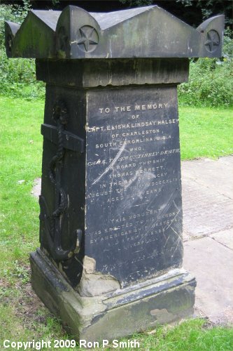 Captain Halsey's memorial stone in Saint James' Gardens